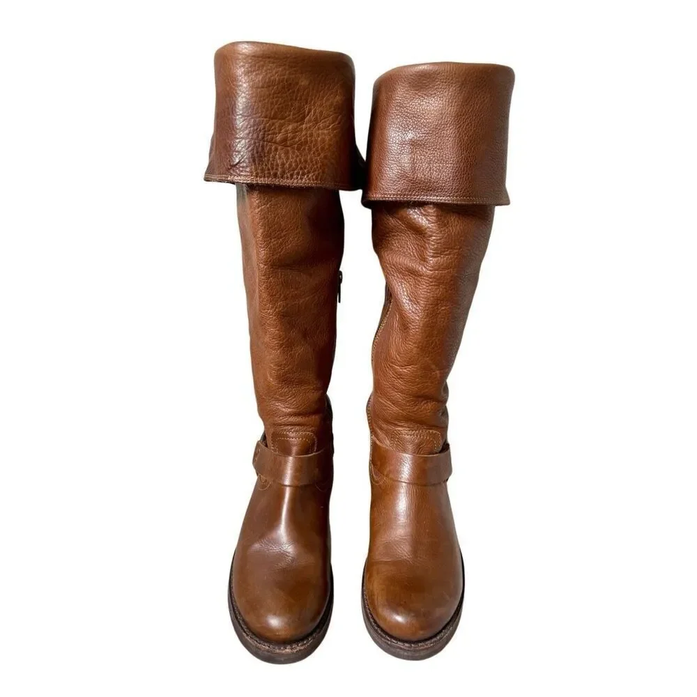 Frye Over‎ The Knee Western Leather Boots size 8 B Brown
